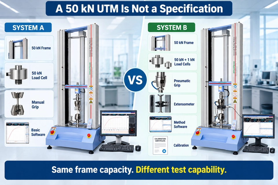 50 kN universal testing machine configuration comparison